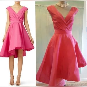 *$1,650 NEW CHRISTIAN SIRIANO GORGEOUS  PINK SILK HI LOW MIDI DRESS US 6